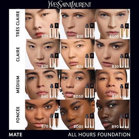 ysl all hours foundation swatches|YSL foundation colour chart.